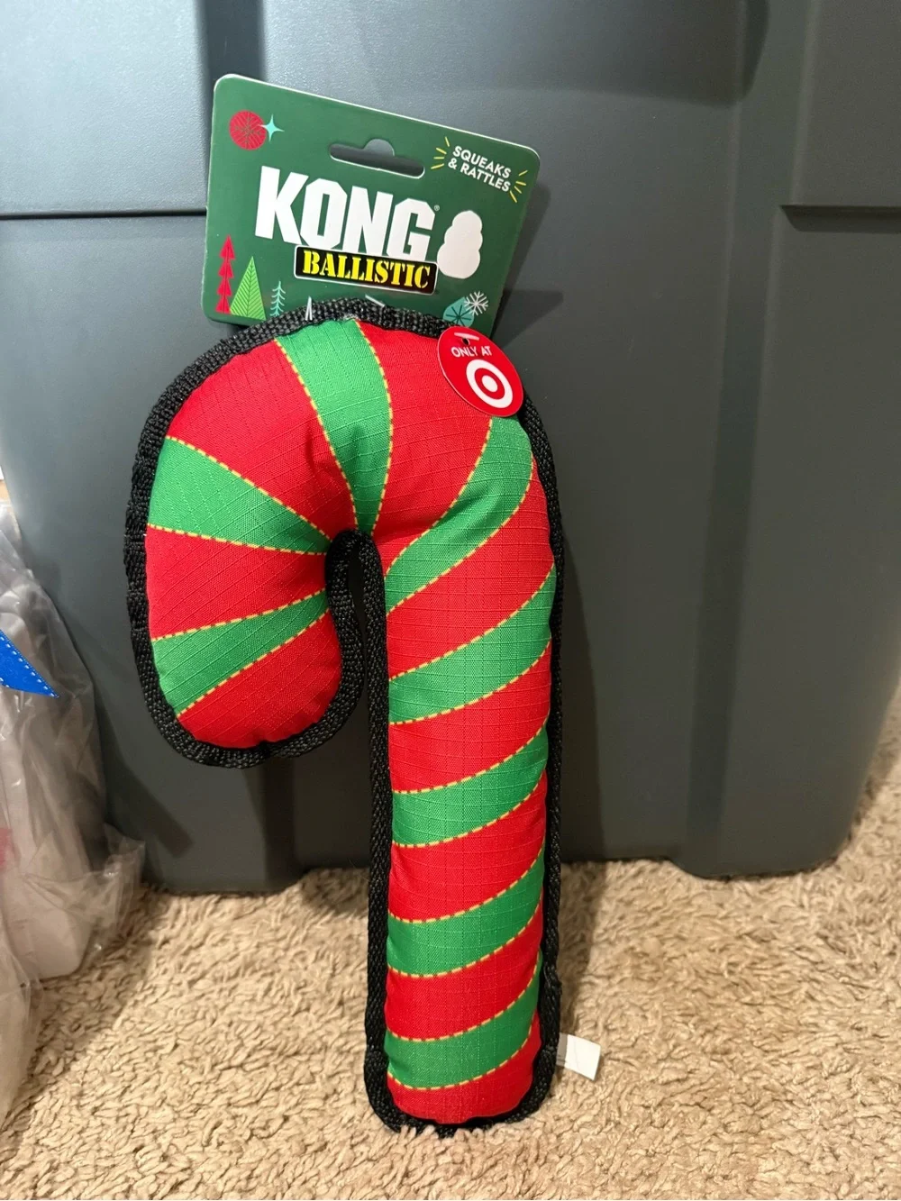 KONG Ballistic Candy Cane Dog Toy - Red & Green